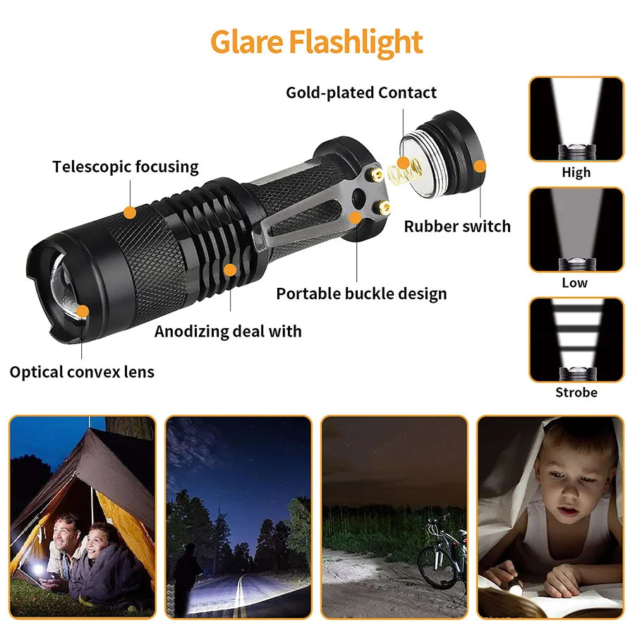Portable Emergency Survival Tool Kit with Compass Flashlight Multi Tool Set Camping Hiking Travel Gear