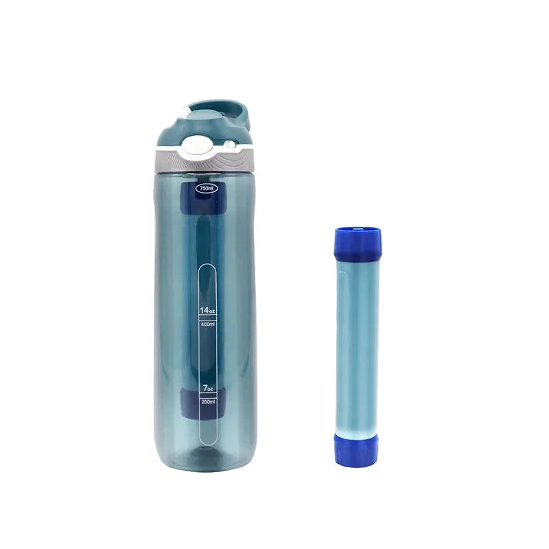 Portable Water Filter Bottle 750ml Outdoor Drinking Bottle with Built-In Filtration