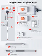 Adjustable Magnetic Window Cleaner with Telescopic Rod for Home & High-Rise Glass