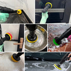 31 Piece Drill Cleaning Brush Attachment Set with Scouring Pads, Sponge Pads & 15cm Extension Shaft