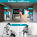 Rechargeable Laser Distance Meter 12000cm Digital Measuring Tool with Dual Laser and Angle Measurement