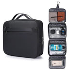 Hanging Toiletry Bag Waterproof 1680D Oxford Travel Cosmetic Organizer with Multiple Compartments and Hook Black