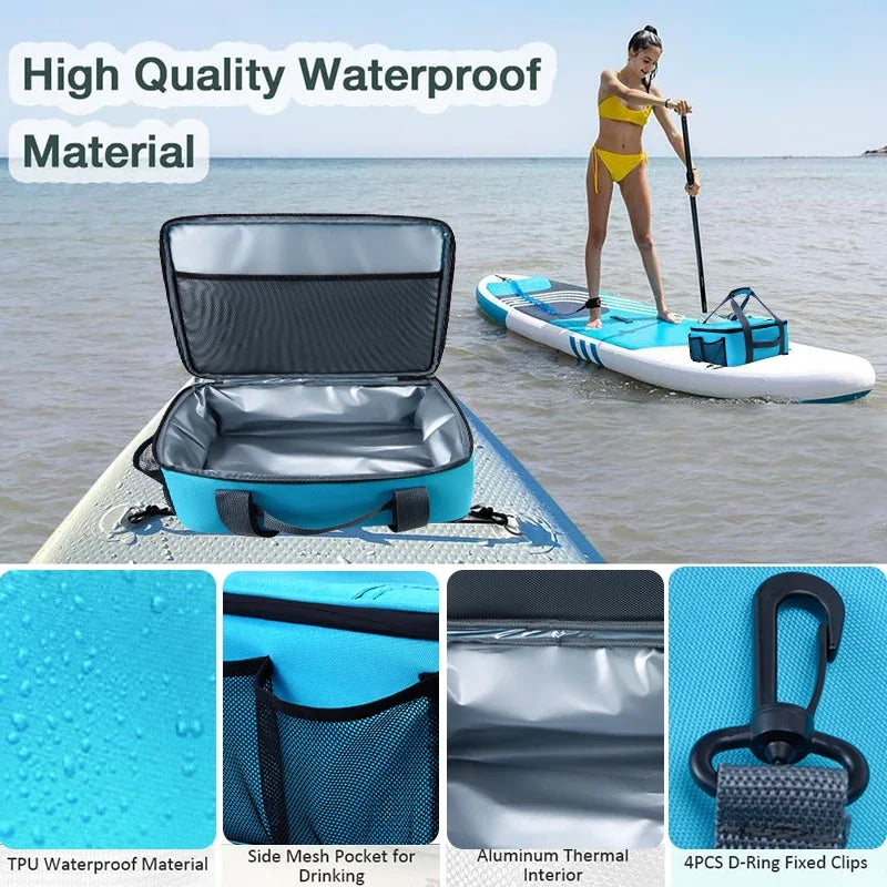 Waterproof Paddle Board Cooler Bag with Carry Handles and Attachment Straps for Kayaking