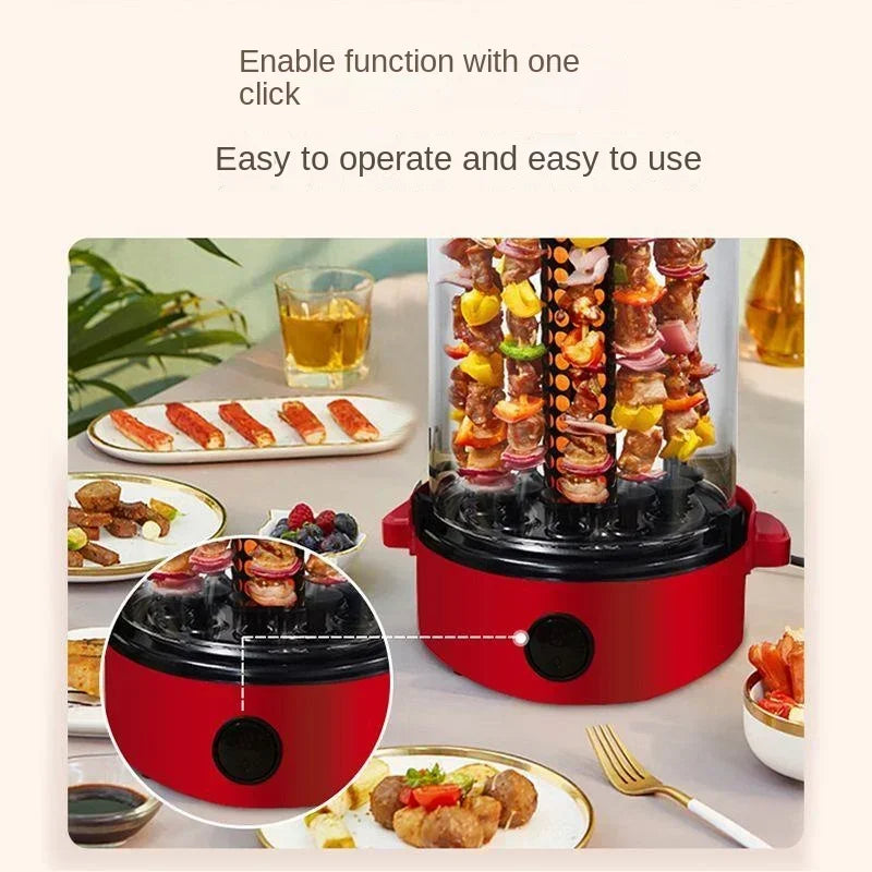 Portable Electric BBQ Rotisserie Grill 1100W with Automatic Skewer Rotation and 12 Stainless Steel Skewers