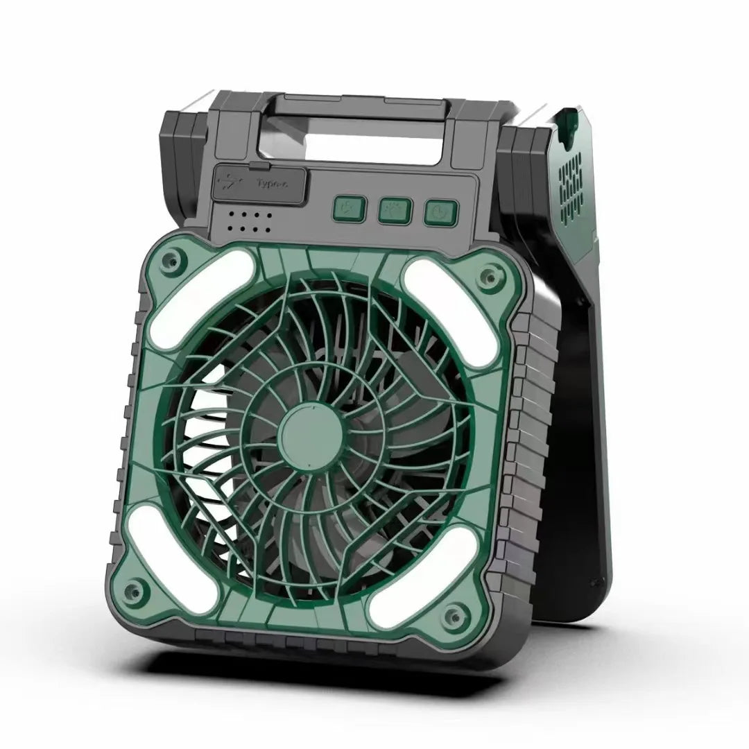 Rechargeable Solar Camping Fan with LED Lantern 7800mAh Battery 4 Speed Portable Table Fan