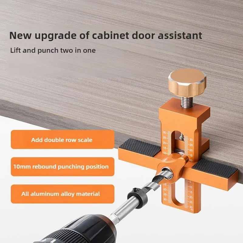 Woodworking Cabinet Door Installation Jig 2-in-1 Quick Positioning Tool for Panels and Drilling