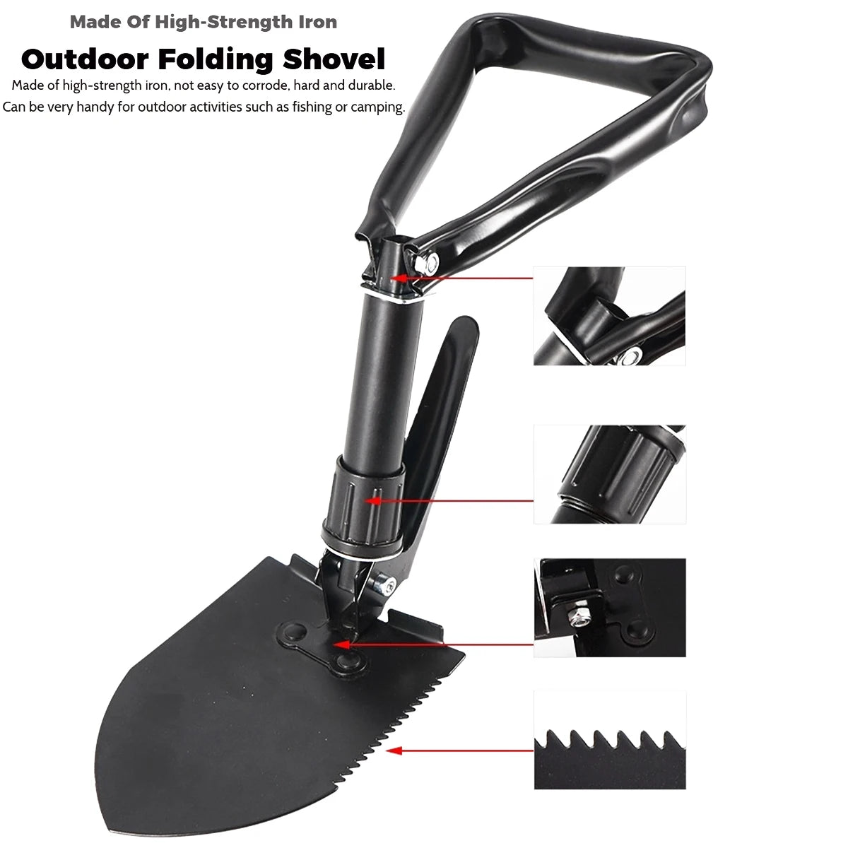 Portable Folding Camping Shovel with Carry Bag Multifunction Outdoor Spade Tool