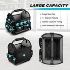 Portable 12 Inch Tool Tote Bag with Wide Mouth Opening and Multiple Storage Pockets