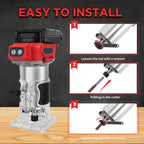 Cordless Wood Router 800W Brushless 30000RPM 5-Speed 18V Trimmer with 5 Router Bits