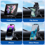 15W Wireless Car Charger with Dual Coil Fast Charging Phone Holder for Air Vent Mount