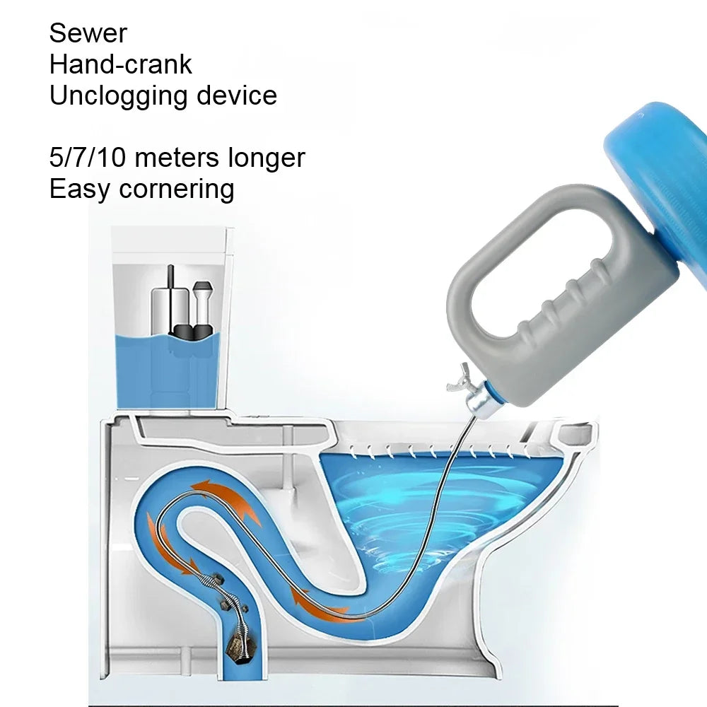 Portable Manual Drain Auger Pipe Cleaner with Flexible Steel Cable for Kitchen Sink, Bathroom and Sewer