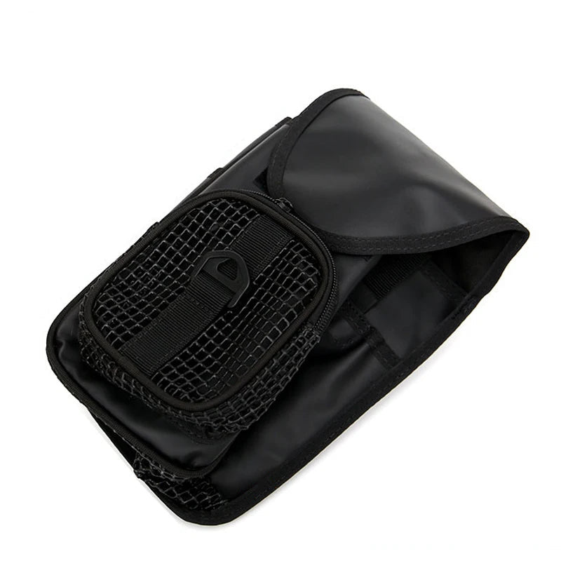 Scuba Diving Mesh Gear Pouch with Dual Pockets D-Ring and Belt Attachment for Reel and SMB Storage