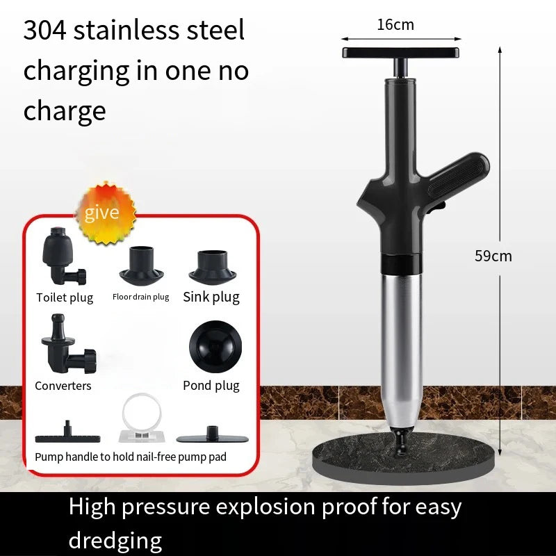 Manual Air Pressure Drain Cleaner Portable Toilet and Sink Unclogger Pump Tool