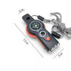 Portable 7-in-1 Outdoor Survival Tool with Compass, LED Flashlight, Whistle and Thermometer