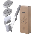 Multi-Function Dish Cleaning Brush with Soap Dispenser Scraper and 2 Sponge Heads