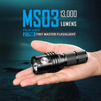 LED Flashlight Rechargeable 13000 Lumens Waterproof Torch with 21700 Battery and Type C Charging