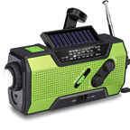 Portable Emergency Radio with Solar and Hand Crank Rechargeable AM FM Radio with Flashlight and SOS Alarm