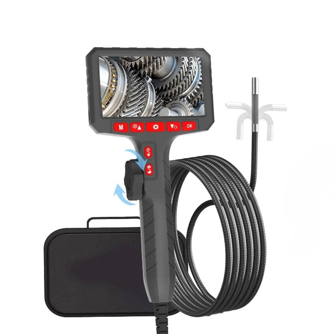 HD 1080P Inspection Camera with 5 Inch Display 360 Degree Articulating Borescope 3.9mm Lens