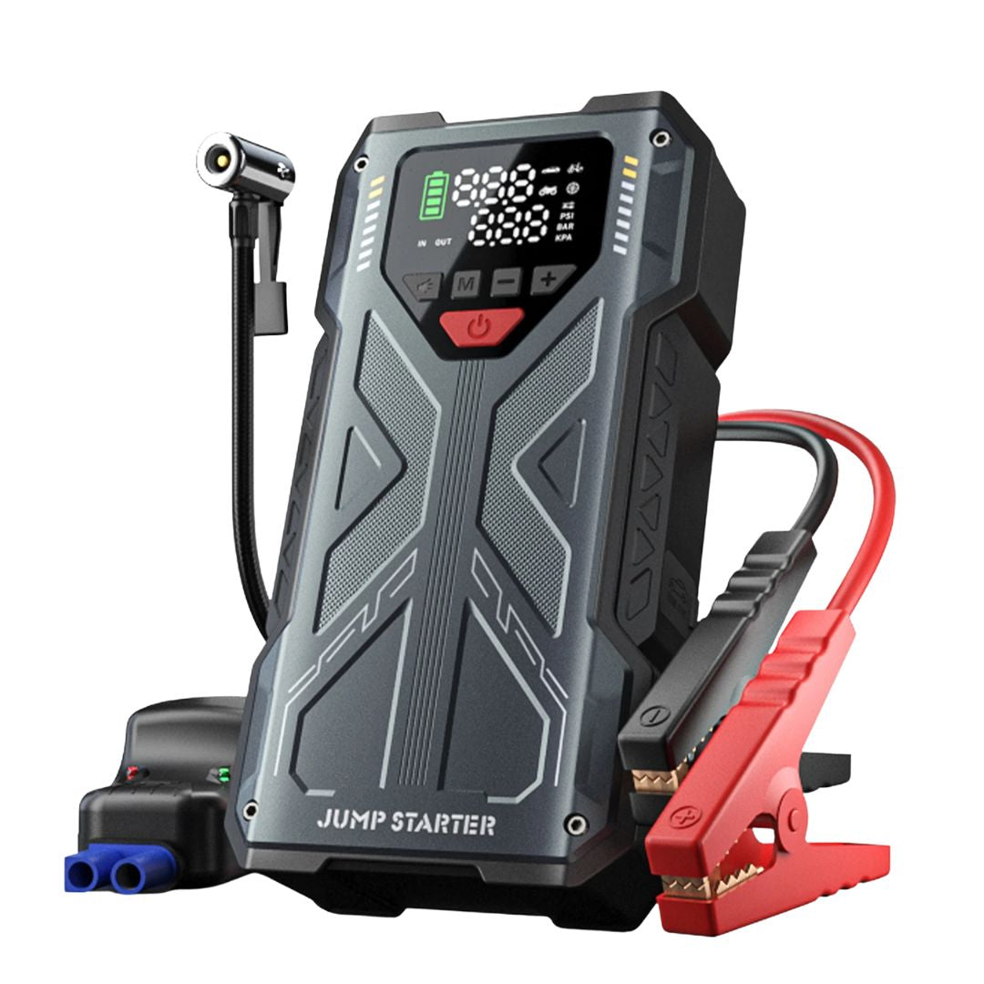 2-in-1 Jump Starter 6000A with Air Compressor Portable 12V Battery Booster and Inflator