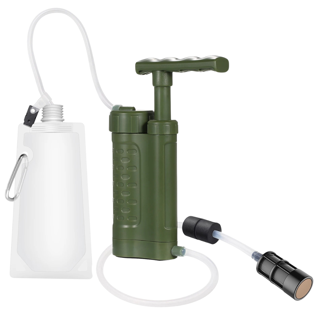 Portable Water Filter Pump 0.01 Micron Filtration System with Carry Bag for Camping Hiking