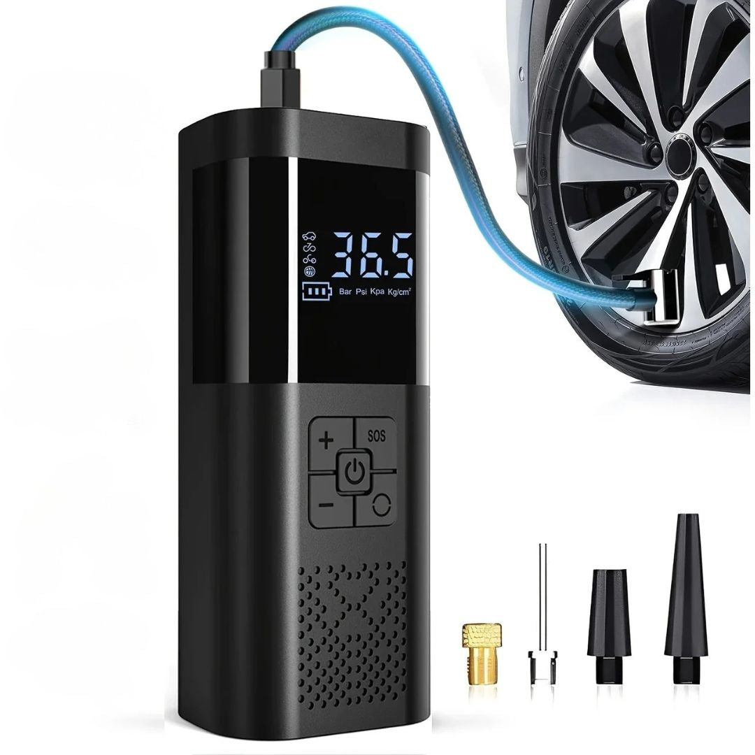 Portable 150 PSI Cordless Air Pump with Digital Display Rechargeable Tire Inflator for Vehicles