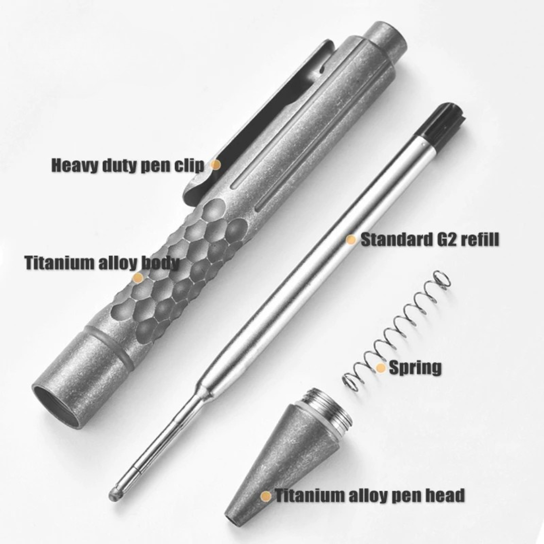 Titanium Alloy Tactical Ballpoint Pen with Glass Breaker Tip Multi Functional Writing Tool