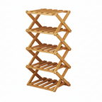Foldable Bamboo Shoe Rack 5 Tier Space Saving Shoe Storage Organizer