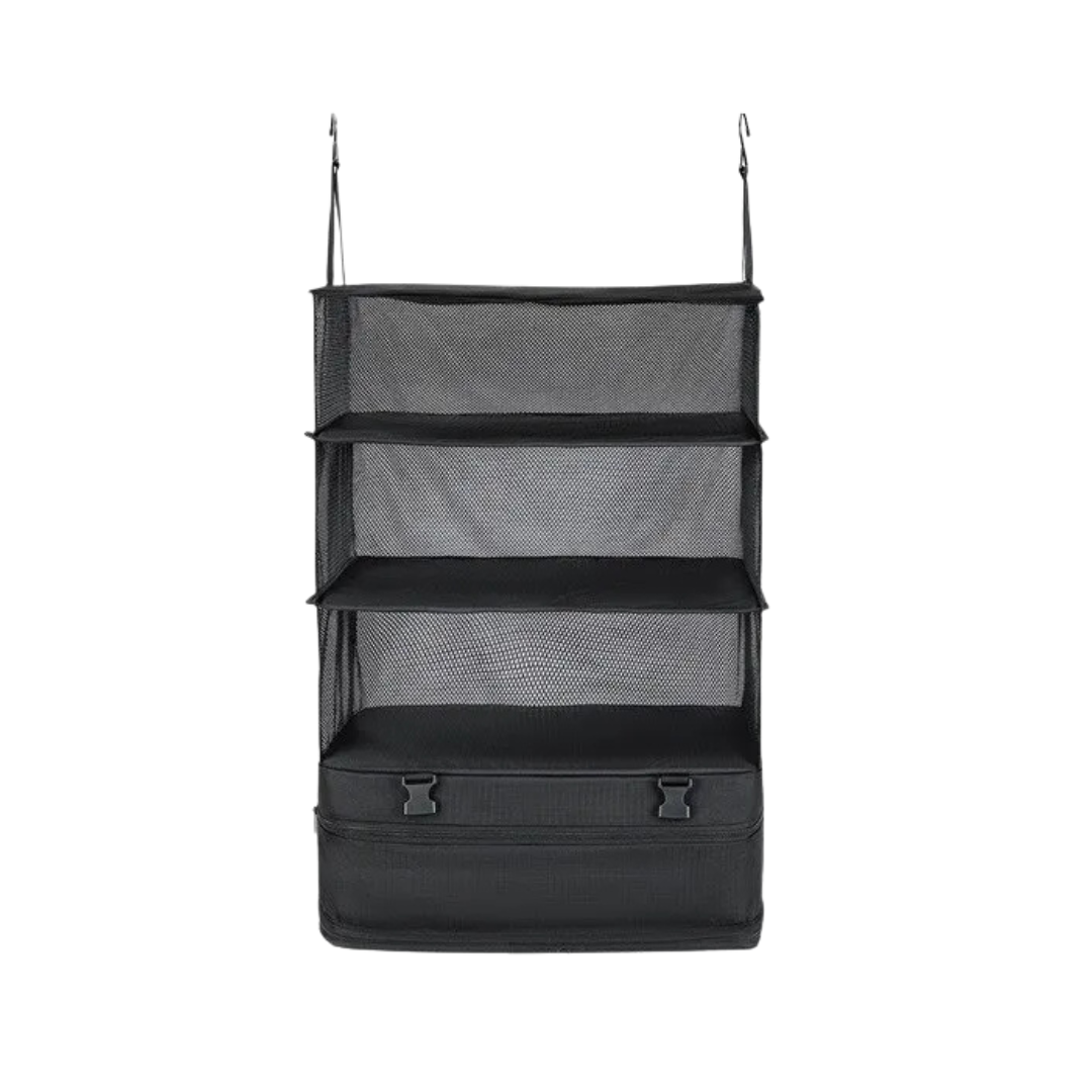 Portable Hanging Travel Storage Organizer with Compartments for Clothes and Accessories
