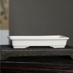 Ceramic Succulent Planter White Glazed Chinese Style Desktop Flower Pot 21 x 9.7 x 3.7cm