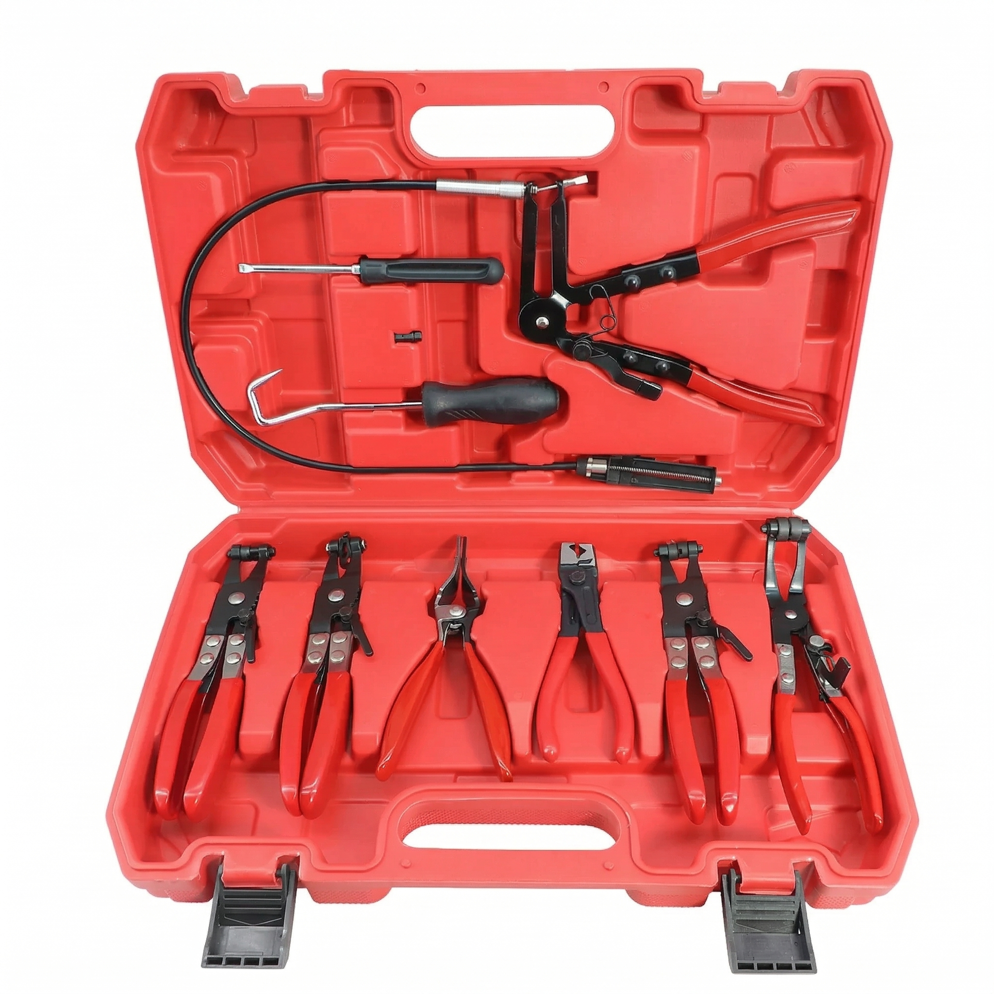 9 Piece Flexible Hose Clamp Pliers Set with Long Reach Cable Automotive Tool Kit