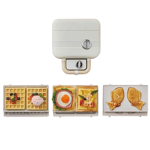 Sandwich Press 750W Non-Stick Double Plate Breakfast Maker with Timer for 4 Slice Sandwiches