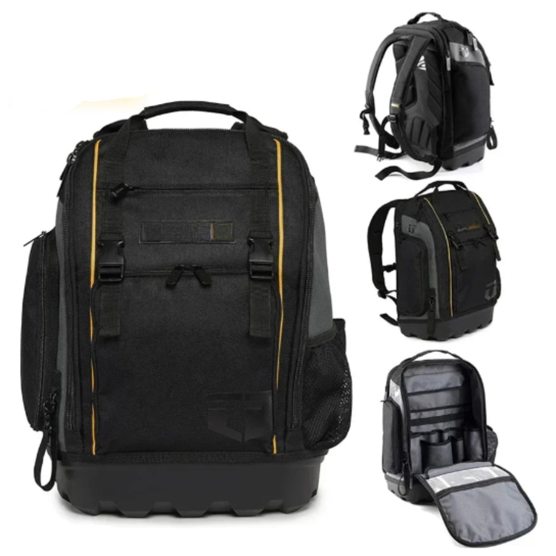 Heavy Duty Tool Backpack with Rugged Base 31 Pocket Tool Organizer Bag for Electricians Technicians
