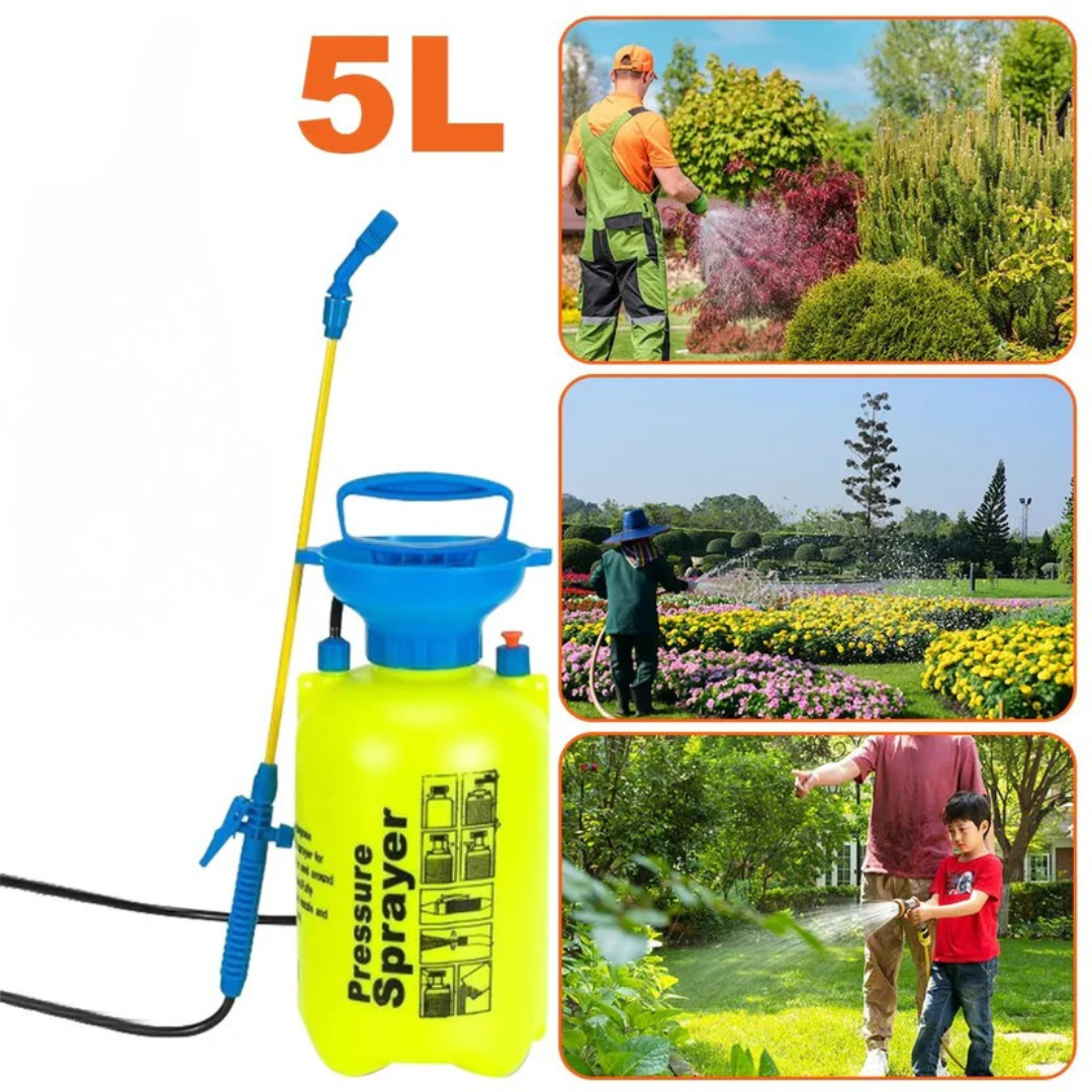 5L Portable Water Pressure Sprayer with Adjustable Strap and Dual Spray Nozzle for Gardening