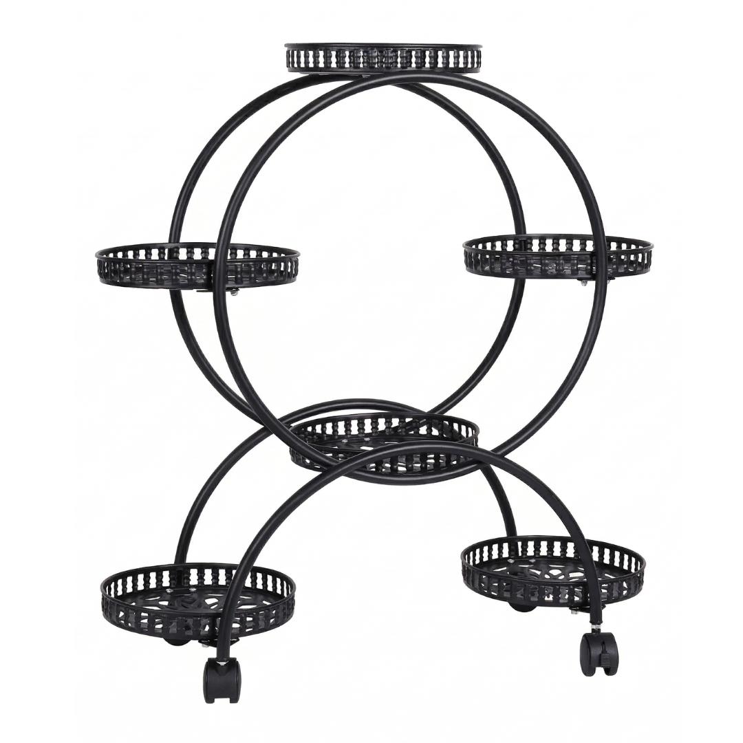 6 Tier Metal Plant Stand with Wheels 6 Pot Holder Rack for Indoor Outdoor Balcony Garden