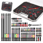 58-Piece Heavy Duty Screwdriver Bit Set with Step Drill, Mini Ratchet Wrench and Bit Holder Case