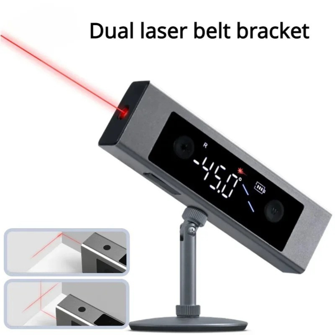 Digital Laser Angle Meter with Dual Line Projection and Magnetic Base for Construction and DIY