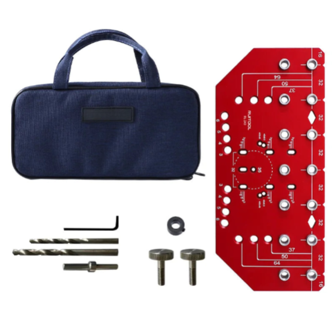 Heavy Duty Aluminum Alloy Shelf Pin Drilling Jig with Hinge Positioning Guide for Cabinet Work
